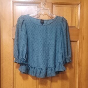 W5 Green Dotted/Textured Top/Blouse, Women's Size Small, GUC